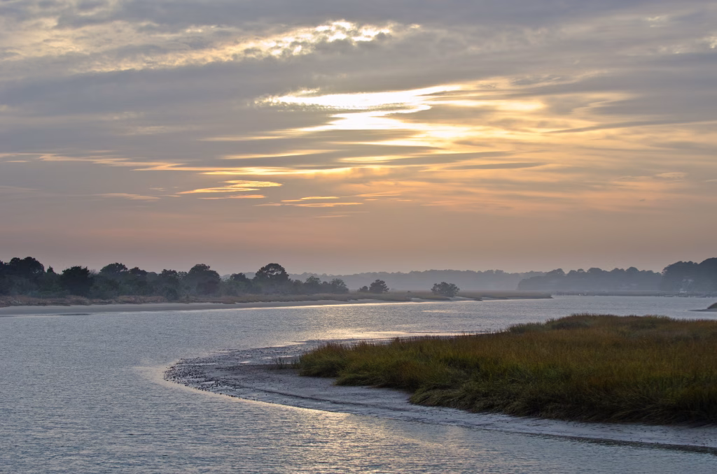 Beachwalker Park - parking lot view of Kiawah River