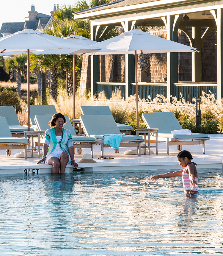 Mom & Daughter In Pool